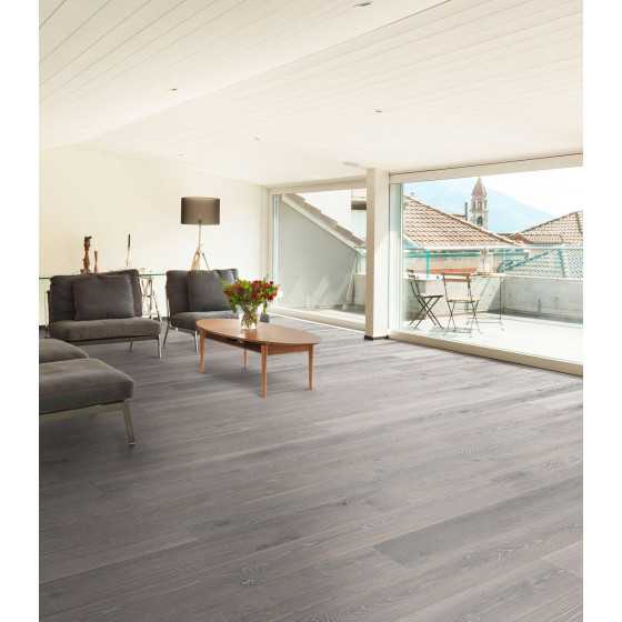 Chêne Contrecollé Gris Ourson Huilé Brossé Cérusé Clipsable - Parquet flottant chêne huilé