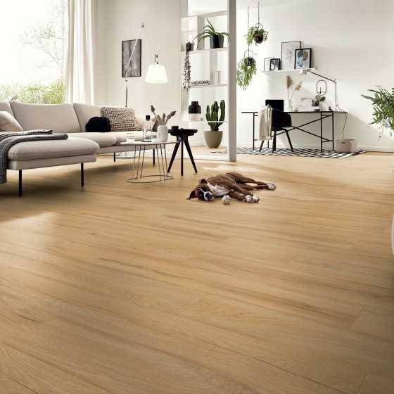 parquet sol stratifie decoart - chene de ferme beige - gamme milan - 1380mmx193mmx8mm - certifié fsc mix credit