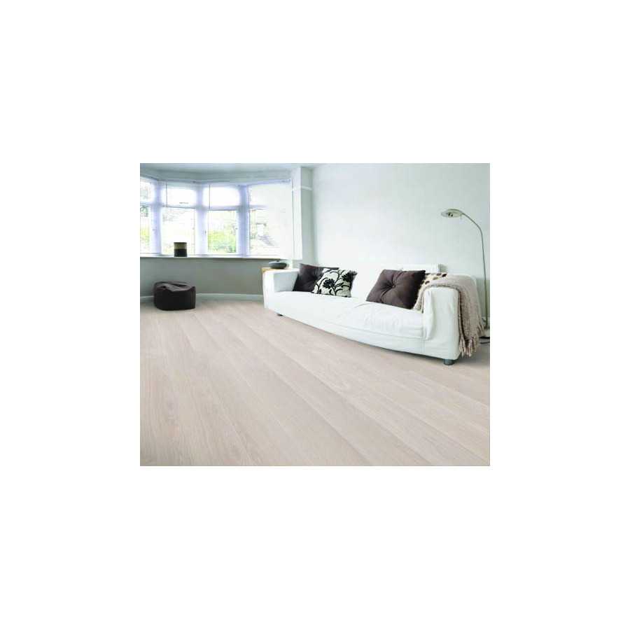 PARQUET SOL STRATIFIE DECOART- CHENE WAVELESS BLANC GAMME MILAN 1380mmX193mmX8mm -  Certifié FSC Mix Credit