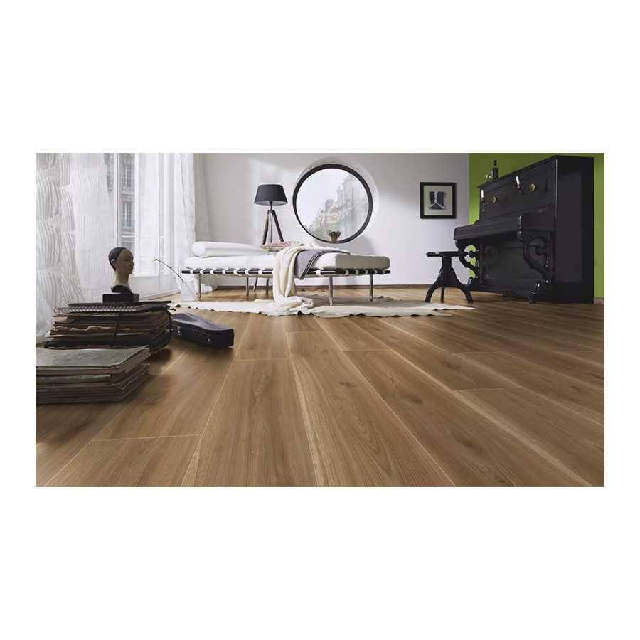 PARQUET SOL STRATIFIE DECOART – CHÊNE SIERRA OR - GAMME MILAN - 1380mmX193mmX8mm - Certifié FSC Mix Credit