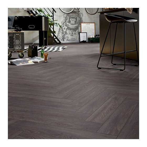 PARQUET SOL STRATIFIE DECOART BATON ROMPU CHENE ELBA NOIR - GAMME VIEUX PARIS – 665mm x 133mm x 8mm - Certifié FSC Mix Credit