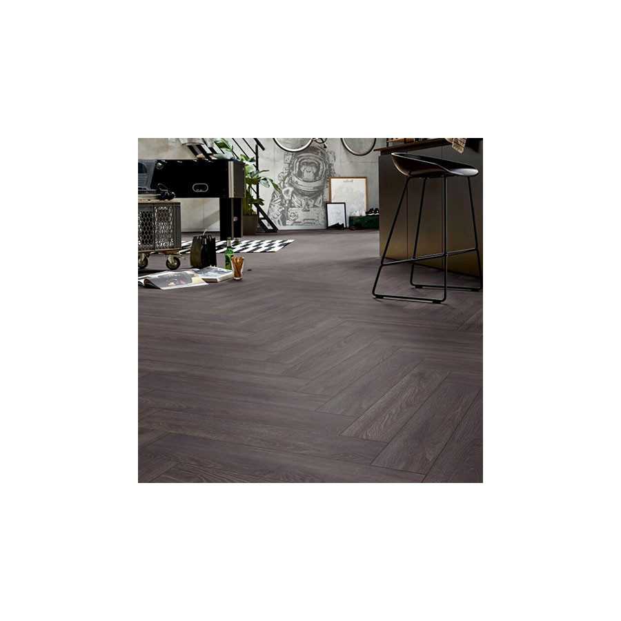 PARQUET SOL STRATIFIE DECOART BATON ROMPU CHENE ELBA NOIR - GAMME VIEUX PARIS – 665mm x 133mm x 8mm - Certifié FSC Mix Credit