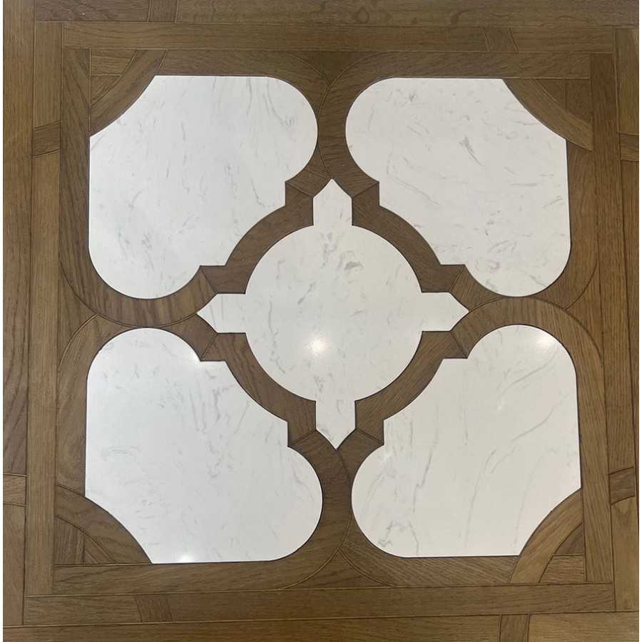 dalle marqueterie chÊne fumé incrustation marbre blanc pr bis 600x600x15mmx4mm de couche d usure