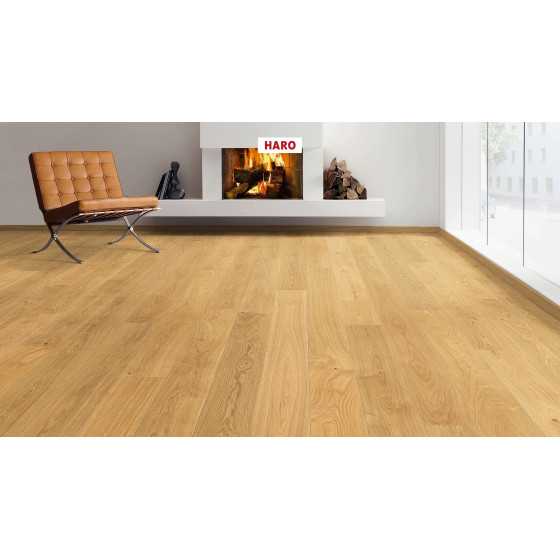 haro parquet 4000 planche large à l ancienne 180x13.5x2200 mm  4v chêne exklusiv brossé naturalin plus top connect certifié pefc