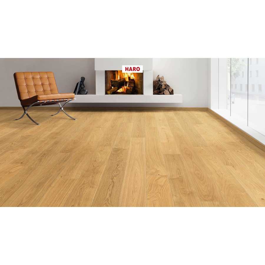 HARO PARQUET 4000 Planche large à l'ancienne 180X13.5X2200 mm  4V Chêne Exklusiv brossé naturaLin plus Top Connect Certifié PEFC