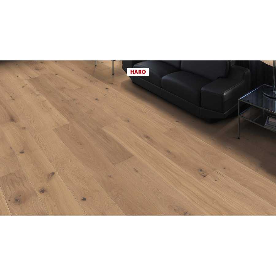 HARO PARQUET 4000 Planche large à l'ancienne 180 2V Chêne blanc puro Sauvage silk naturaDur Top Connect 180mm x 13.5mm - Certifi