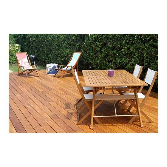 LAME DE TERRASSE EN TECK BRUT LISSE SELECT A CLIPSER 120x19x L1200-L2200mm - PRIX POUR LE LOT DE 98.92M²