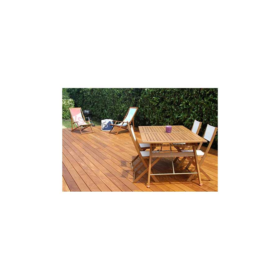 LAME DE TERRASSE EN TECK BRUT LISSE SELECT A CLIPSER 120x19x L1200-L2200mm - PRIX POUR LE LOT DE 98.92M²