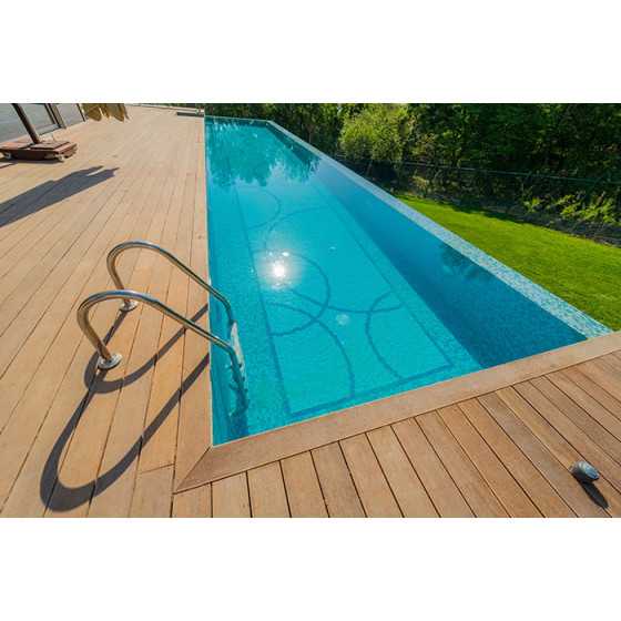 LAME DE TERRASSE IPE  BRUT PROFIL 1 FACE LISSE 1 FACE STRIEE / BISEAUX 145x21x935/1245/1550/1850mm  (+/- 3 mm)