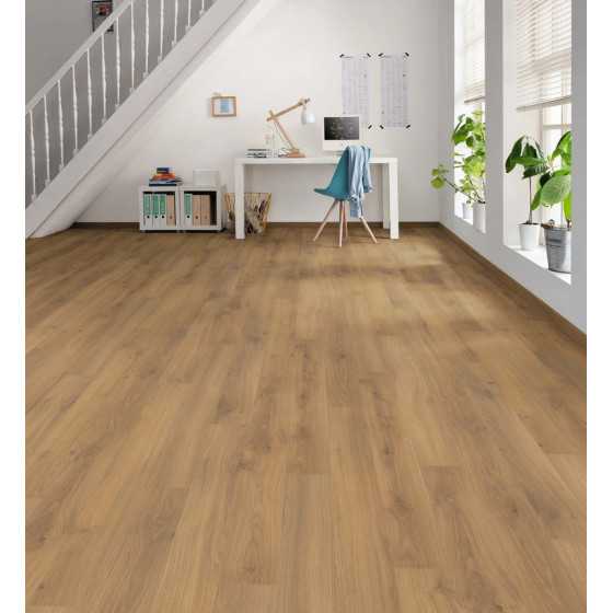 Sol Stratifié Chêne Emilia Miel Authentic Soft Top Connect - Lot de 15,18m² | Collection Bergame | Premibel Parquet
