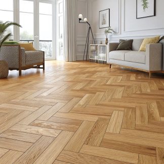 PARQUET BÂTON ROMPU CHÊNE MASSIF VERNI BROSSÉ MAT GRADE NA/CA GO4 - 70x14x500 mm -