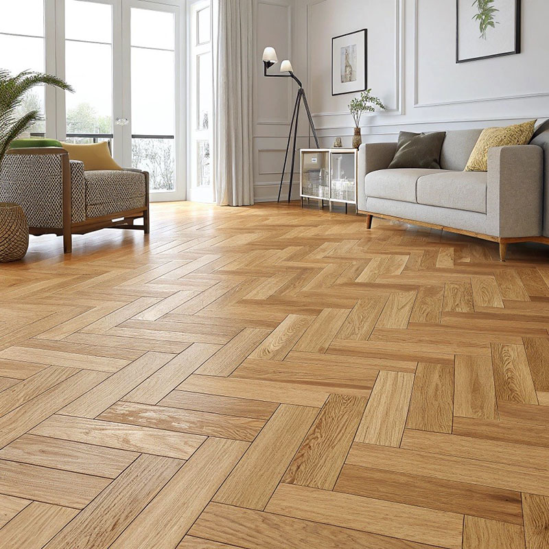 Parquet Bâton Rompu Chêne Massif Verni Brossé Mat