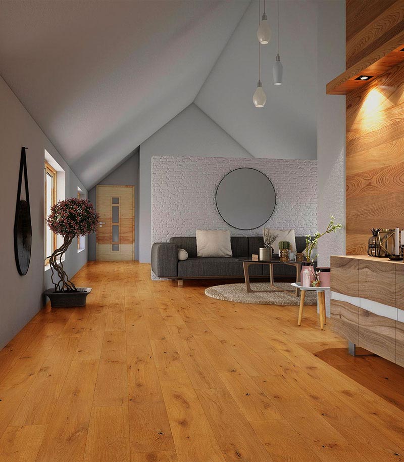 PARQUET CHÊNE MASSIF HUILÉ BROSSÉ RUSTIQUE HONEY 120X15 mm - Certifié FSC 100 %