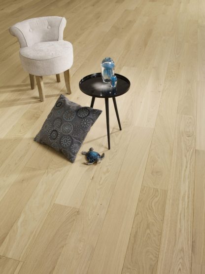 CHENE MASSIF VERNI INCOLORE ASPECT BOIS BRUT LISSE PR BIS  130x14x400 A 1800mm - 4 CHANFREINS - Certifié PEFC 100%