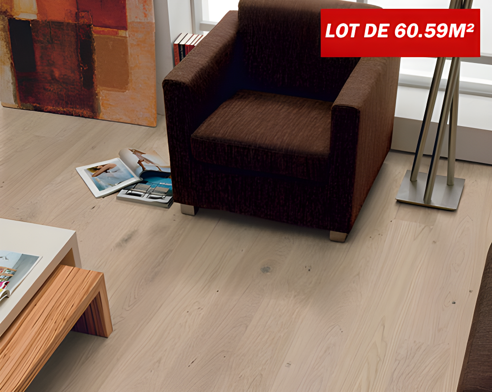 Parquet Flottant Chêne Antique Athéna Verni Brossé - Lot de 60,59m²