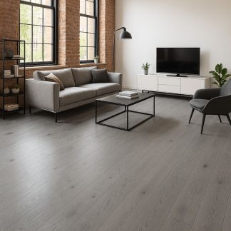 CHÊNE CONTRECOLLE RUSTIQUE VERNI BROSSE STREEY GREY 190X18X400 A 1900mm 3mm de Couche d'usure - Certifié FSC 100 % 