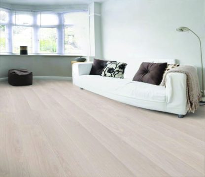 PARQUET SOL STRATIFIE DECOART- CHENE WAVELESS BLANC GAMME MILAN 1380mmX193mmX8mm -  Certifié FSC Mix Credit