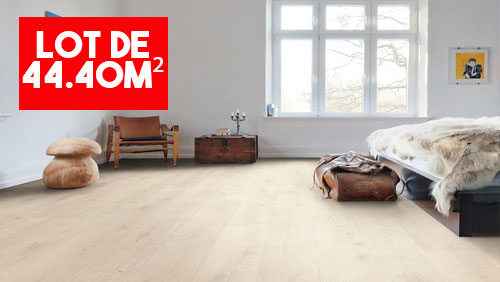 Sol Stratifié Chêne Savona Blanc Lames Larges à l'ancienne Soft Mat - Lot de 44,40m²