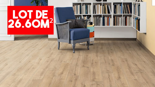 Sol Stratifié Chêne Verano Lames Larges à l'ancienne Tramé Mat - Lot de 26,60m²