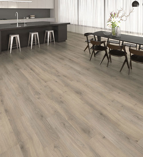 Sol Stratifié Aqua Lames Larges à l'ancienne Chêne Emilia Gris Velours - Lot de 27,72m²