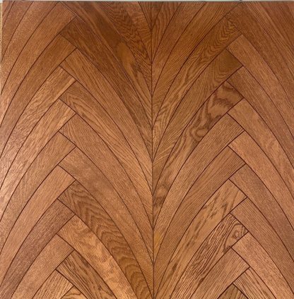 POINT DE HONGRIE CONTRECOLLE Courbé VERNI BROSSE PR BIS CATHEDRALE SPIRIT 430x70/0,5x15x - 4mm de couche d'usure - Certifié FSC 100 %