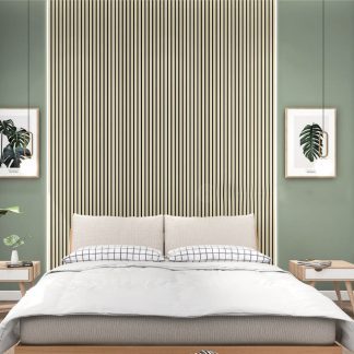 PANNEAU ACOUSTIQUE DECORATIF MURAL DU SILENCE EN MDF PET FINITION IVOIRE SUR FOND NOIR - DINACHOC - 520X18X2400mm