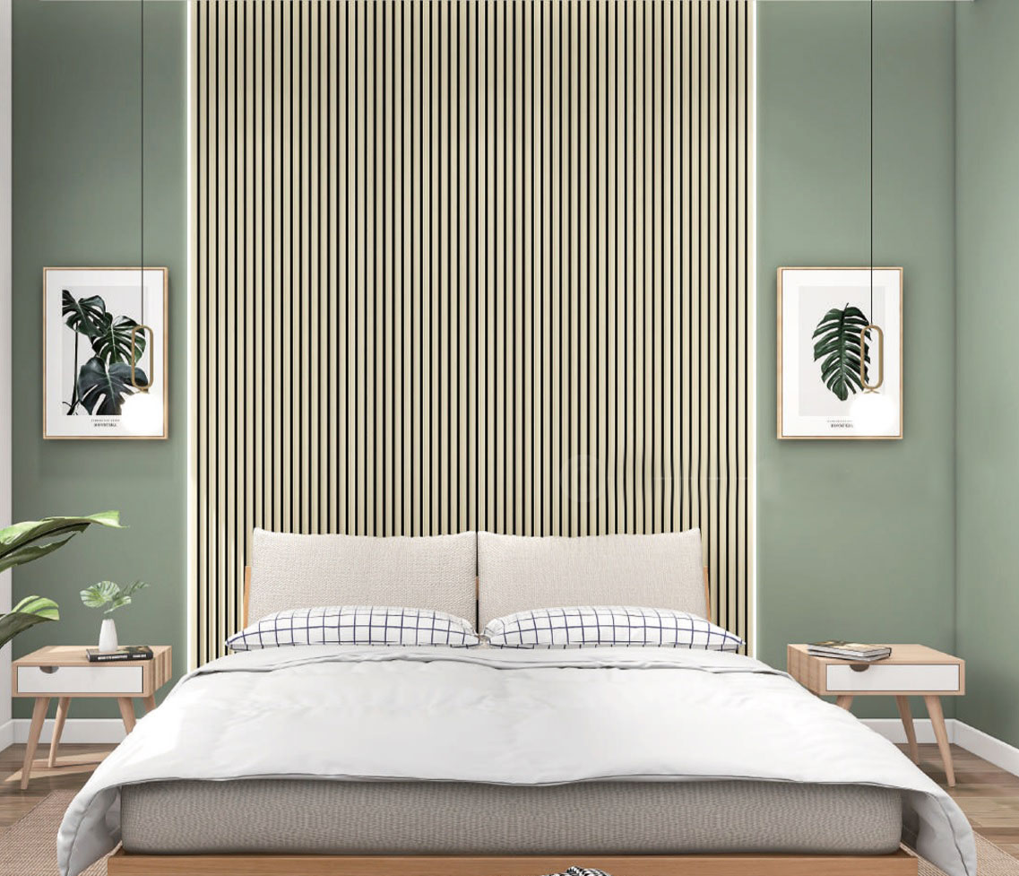 PANNEAU ACOUSTIQUE DECORATIF MURAL DU SILENCE EN MDF PET FINITION IVOIRE SUR FOND NOIR - DINACHOC - 520X18X2400mm - Premibel Parquet PANNEAU ACOUSTIQUE DECORATIF MURAL DU SILENCE EN MDF PET FINITION IVOIRE SUR FOND NOIR - DINACHOC - 520X18X2400mm - Parquet m² - Premibel Parquet