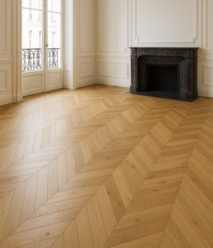 POINT DE HONGRIE 45° CHENE CONTRECOLLE VERNI BROSSE RUSTIQUE CESAR NATUREL 92X12X520mm GO-4 - 2,5mm de couche d'usure