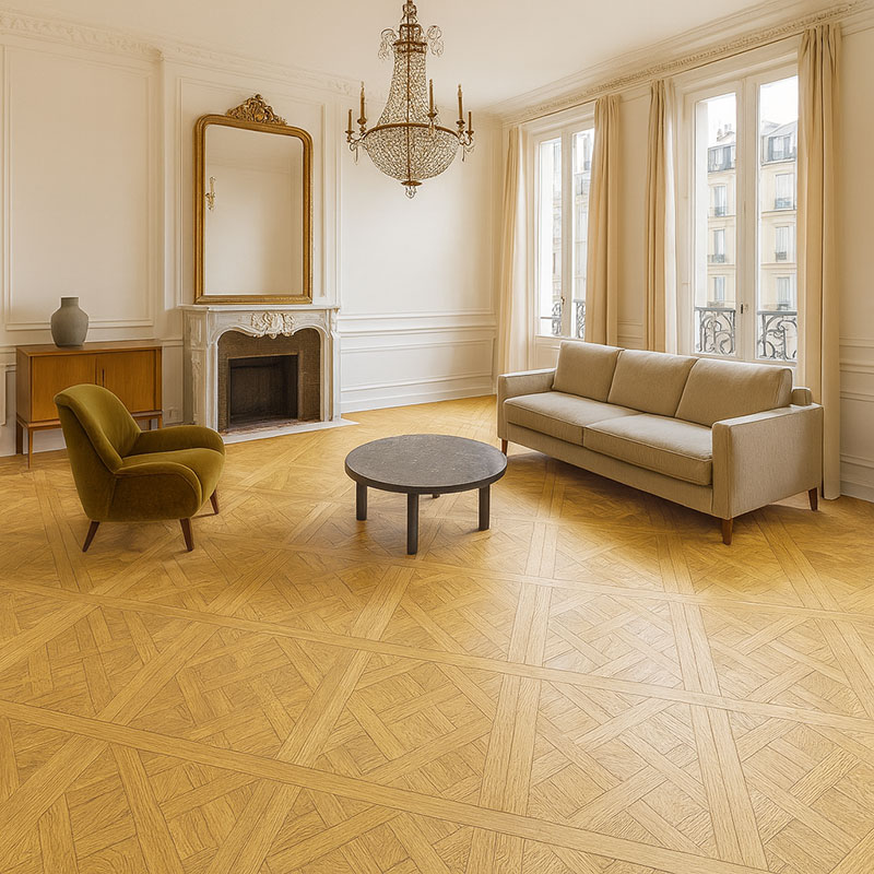 CHÊNE DALLES VERSAILLES MONTE-CRISTO VERNI PR BIS 1000x1000x15mm 4mm de couche d'usure Certifié FSC 100%