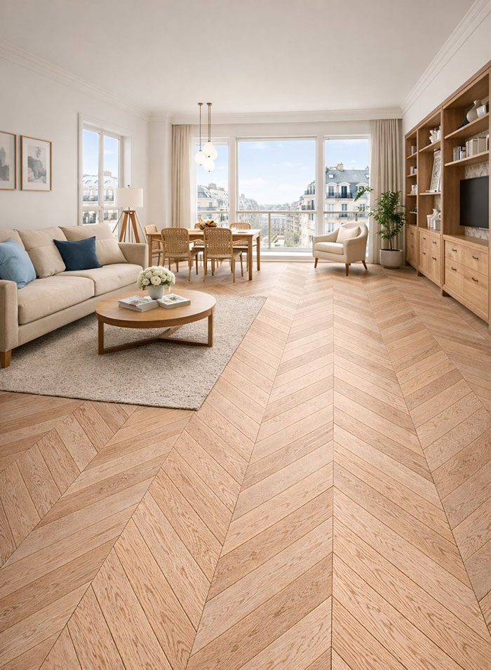 POINT DE HONGRIE 60° BAMBOU MASSIF VERNI CHENE NATUREL CLAIR GO-4 100X15X650mm